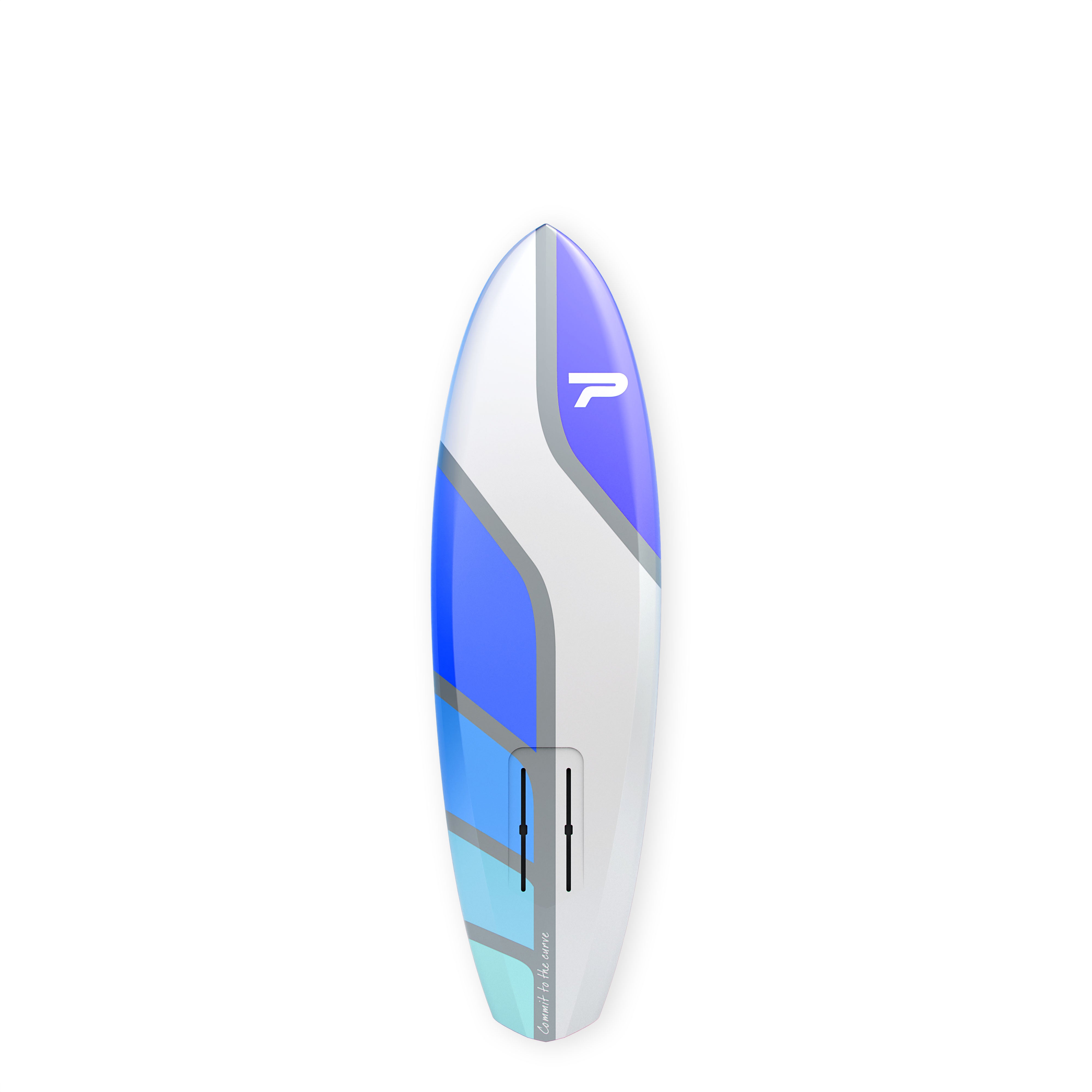 Top-down perspective of the Curve 47L Mid Length board, highlighting the longer waterline designed for stability and easy takeoffs.
